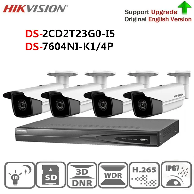 Система видеонаблюдения Hikvision камера система безопасности комплект 4 K POE NVR DS 7604NI