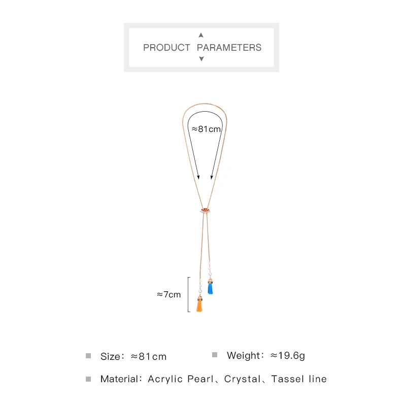 Имитация жемчуга длинное ожерелье с кисточкой модный свитер цепочка женское