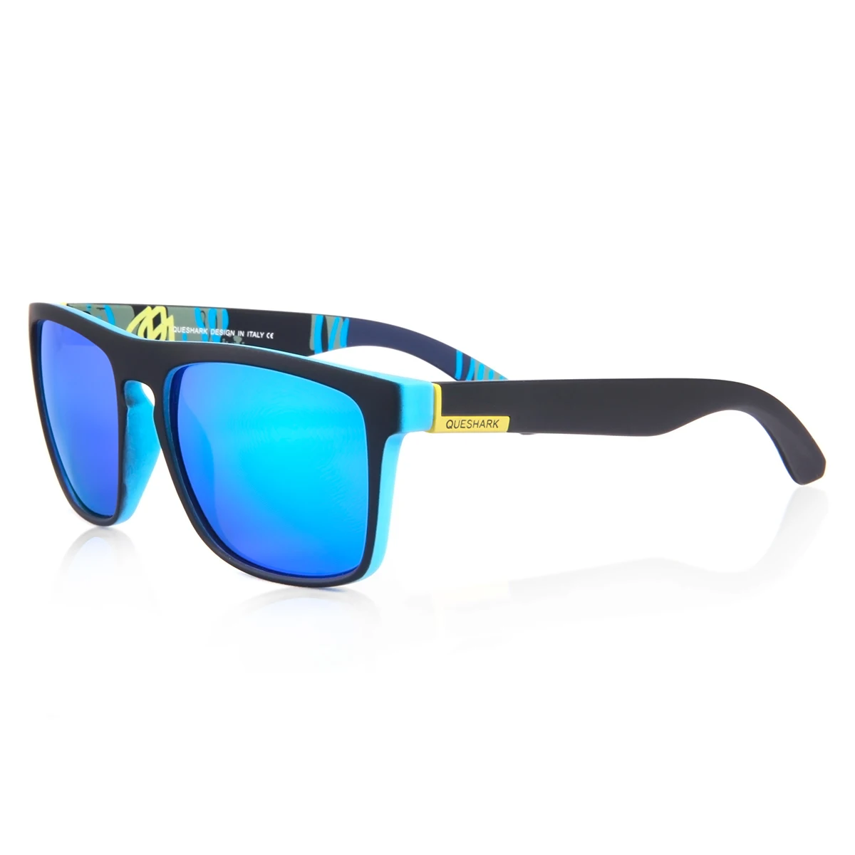 Black Blue QUESHARK, поляризационные спортивные очки, очки для вождения, оттенки для мужчин и женщин, квадратные солнцезащитные очки, классический дизайн, зеркальные очки - Цвет: Black Blue