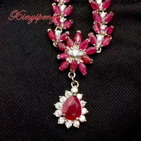 xin yi peng 925 silver inlaid natural red ruby necklace woman necklace fashionable elegant fine workmanship