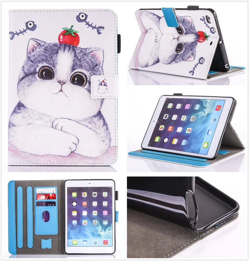 Fashion Cartoon Silicone Leather mini 4 Case For Apple iPad Mini 1 2 3 Smart Cover Funda Owl Dog Cat Pattern Stand Shell | Компьютеры и