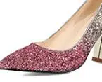 B style 8.5cm heel Свадебные туфли; женские Серебристые туфли с острым носком и градиентом на среднем каблуке 5,5 см; свадебное с блестками; модельные туфли-лодочки; большие размеры 43 - Цвет: B style 8.5cm heel