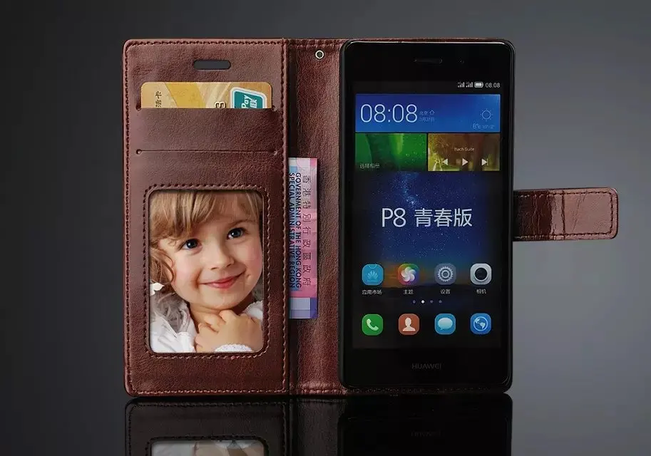 Для Huawei Ascend P8 lite 5.0 ДЮЙМОВЫЙ Высокого Качества Роскоши бумажник с Карты Держатель