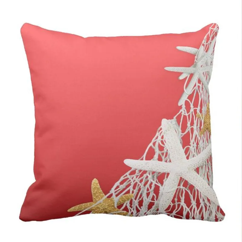 

Persimmon Orange Starfish Couple Decorative Pillow case