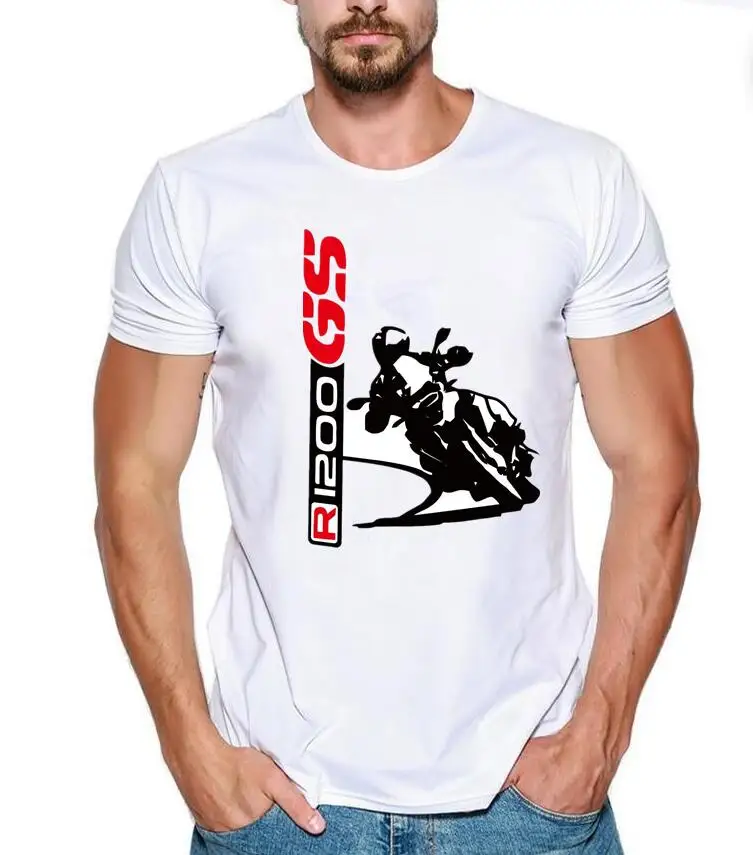T Shirts Fashion 2019 Crew Neck Men Short-Sleeve New T-Shirt R1200 GS Motorrad White Printing Tee Shirt | Мужская одежда