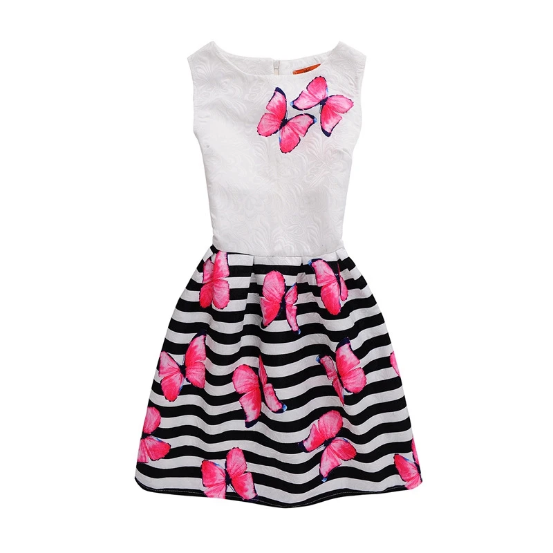 

Flower Girls Dress Butterfly Floral Print Dresses 2020 Summer New Arrival Teenage Dress Sleeveless Europe Style For 5-18Y GD131