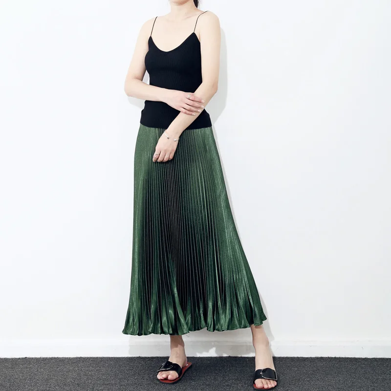 Женская длинная Плиссированная Юбка 2017 новая весенняя подиумная стильная
