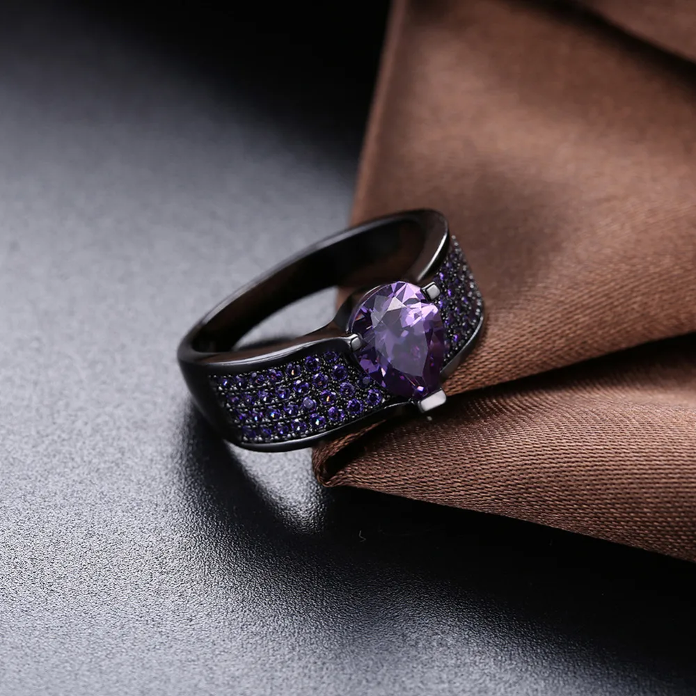 Женское кольцо с черным фианитом в стиле ретро|cubic zirconia ring|women ringszirconia ring |