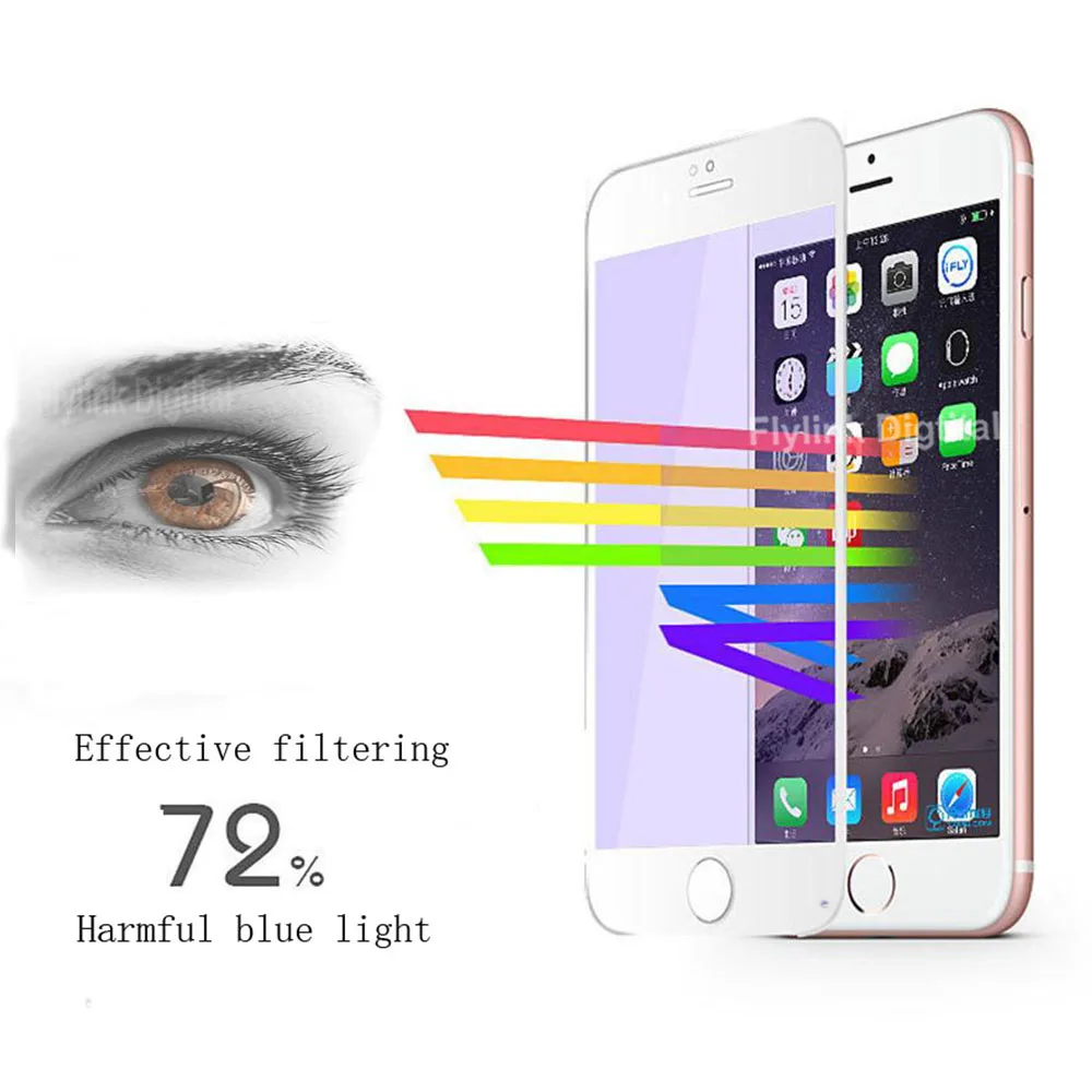 3D изогнутый край Полное покрытие Blu Ray Eye для iPhone 6 7 Защита экрана закаленное
