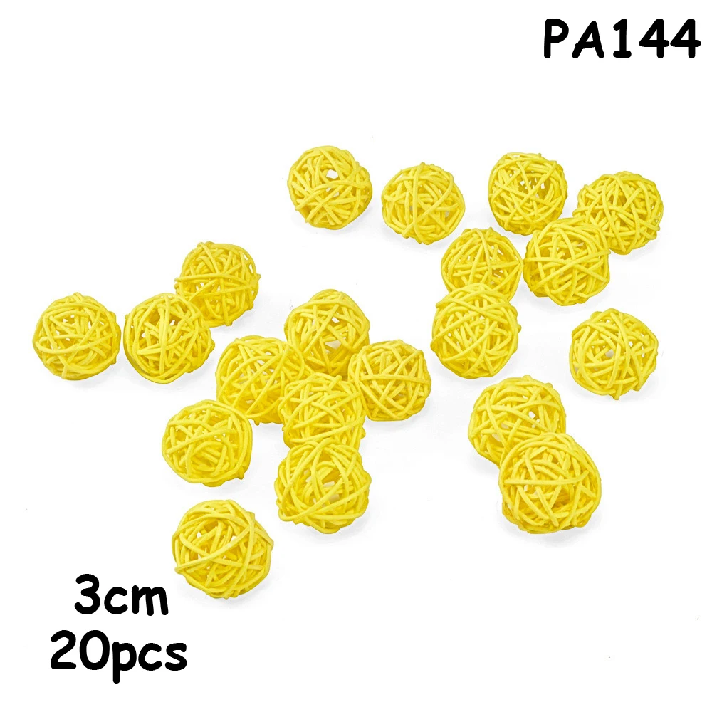 PA144 yellow 20 шт./лот, 3 см, детский ротанговый шар для душа, Новогоднее украшение из ротанга, плетеные шары, вечерние украшения, сделай сам, Сепак, мячи takraw - Цвет: PA144 yellow