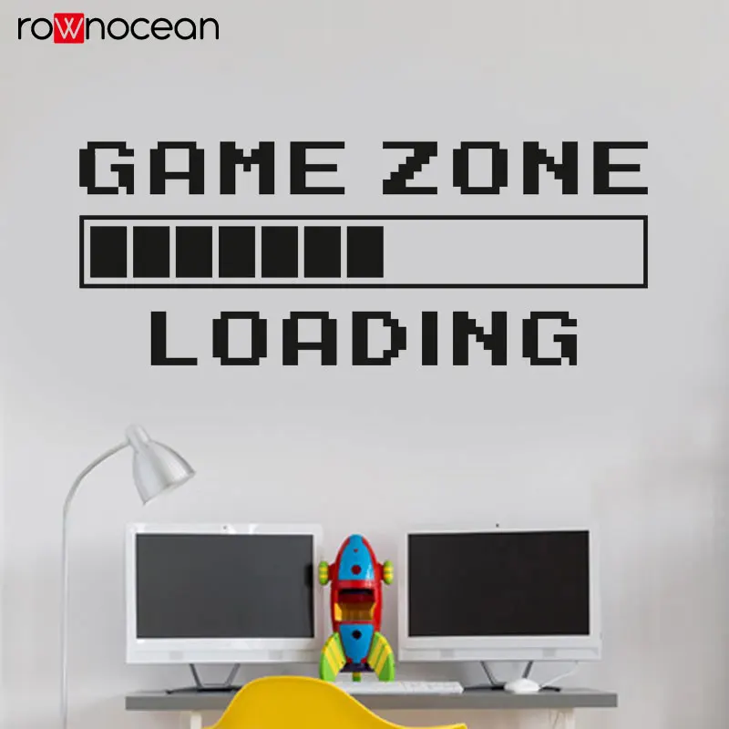 

Game Room Home Decor Computer Video Game Zone Loading Decal Wall Quote Mural Gamer Sign Vinyl Wall Sticker Playroom Decor 3094
