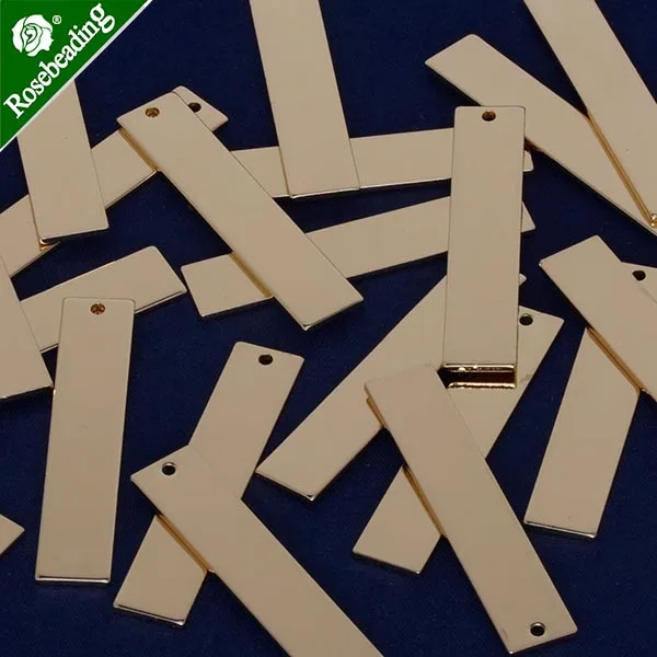 gold plated 1 5/" x3/8"(40x8 мм) Латунь прямоугольная штамповка заготовка, ожерелье Бар заготовки, имя покрытием, DIY ювелирные изделия, продается 10 шт./лот - Цвет: gold plated