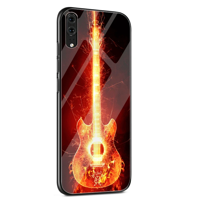 Электрический Чехол для гитары Blue Music Note стекло Huawei P30 P10 P20 Pro P Smart Mate 10 20 Lite Y6 Y9 Honor 7A
