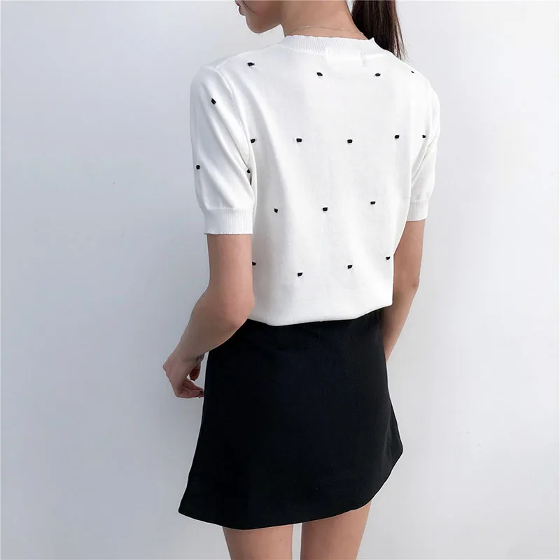 2019 Summer Women Pullover Tops Knitted Short Sleeve Spring Pull Sweater Ladies Cool Knit Jumper Female Korea Pullovers | Женская одежда