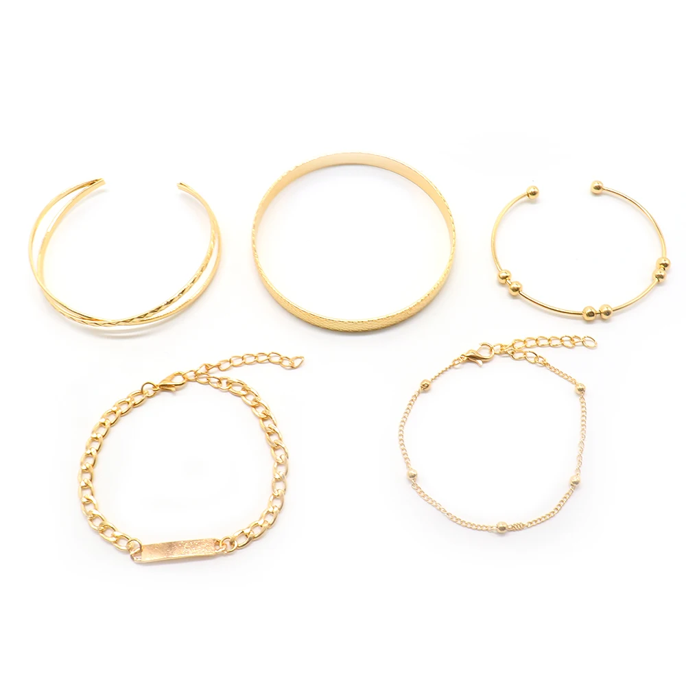 Комплект женских браслетов в стиле панк прямоугольные и квадратные открытые