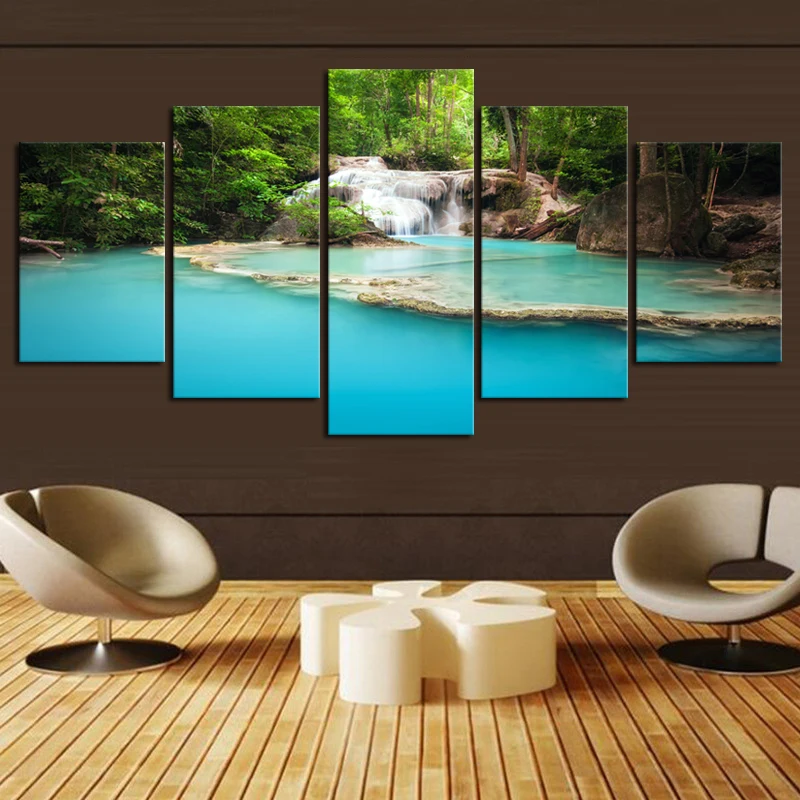 

5 Pcs Waterfall Painting Canvas Wall Art Picture Home Decoration Living Room Canvas Print Painting No Frame