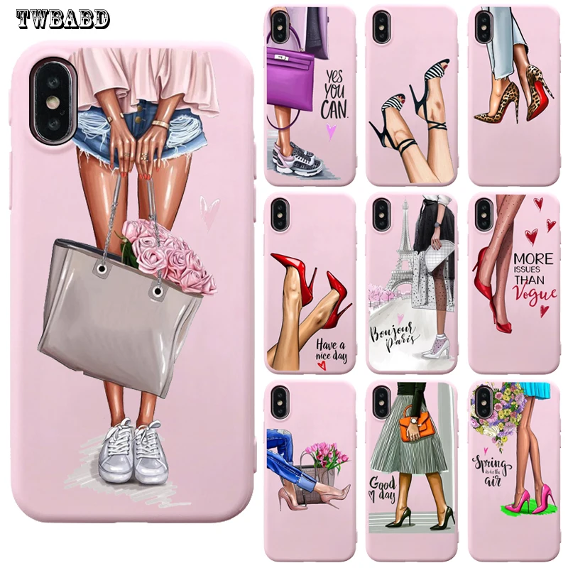 Модный привлекательный женский мягкий розовый Силиконовый чехол на высоком