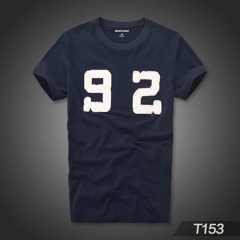 T153 Navy Blue Футболка с круглым воротником и короткими рукавами из хлопка от бренда American Coast - Цвет: T153 Navy Blue