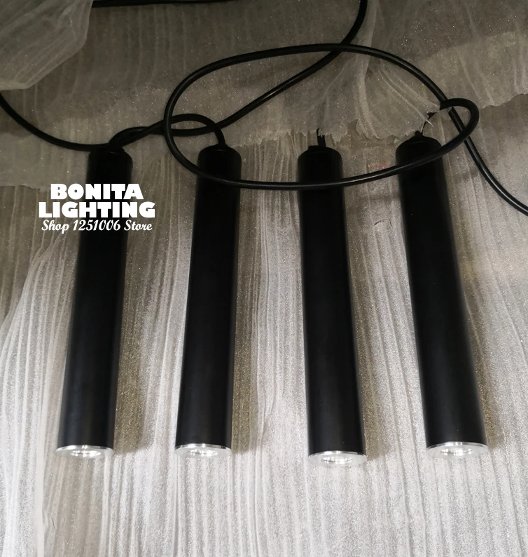 Led droplight Лофт современные подвесные светильники для столовой маленькие длинные цилиндрические круглые трубки Черный алюминиевый шнур подвесной светильник