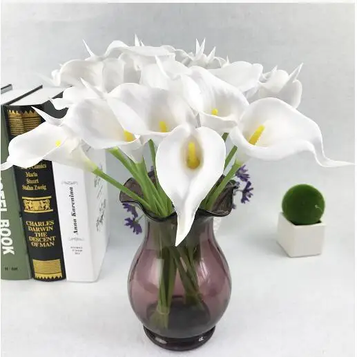 

10 pcs PU mini horseshoe lilies calla simulation flower Wedding home photography decoration Artificial flowers