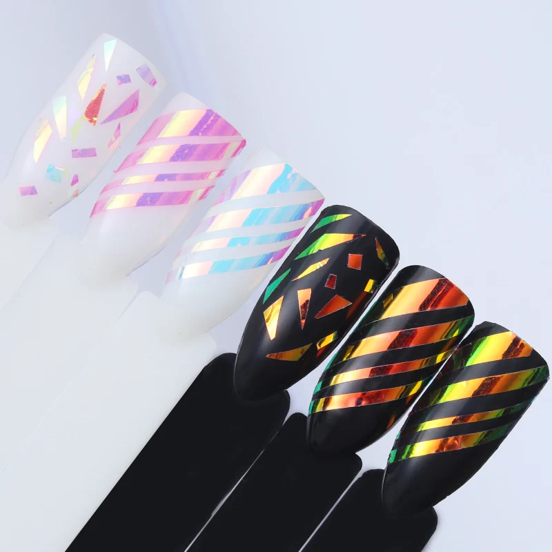 Рожденный PRETTY 6 листов 3D ногтей Стикеры Тонкий лазерной линии наклейка из фольги для ногтей