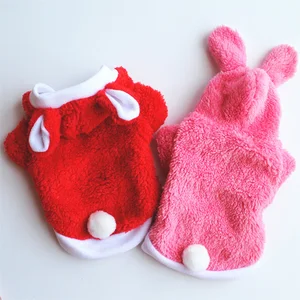 Утолщенная зимняя теплая одежда для домашних питомцев, одежда для маленьких собак с капюшоном в виде кроличьих ушей, пальто для собаки, куртка, костюм для щенка, мопса, чихуахуа