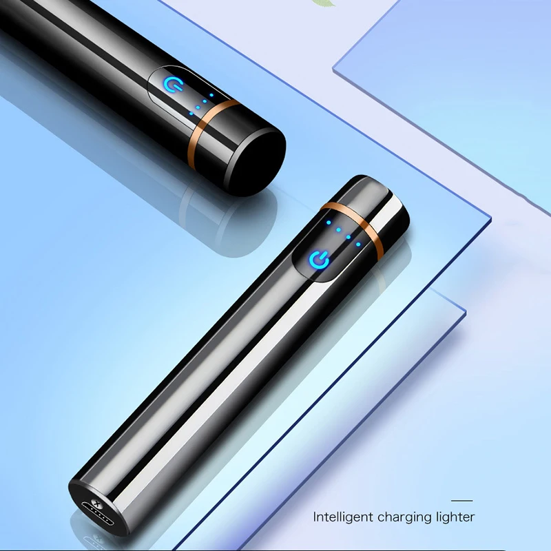 Мини Тонкий USB Зажигалка сенсорный выключатель электрические зажигалки Плазменные сигареты для курения ветрозащитная сигара электронная зажигалка