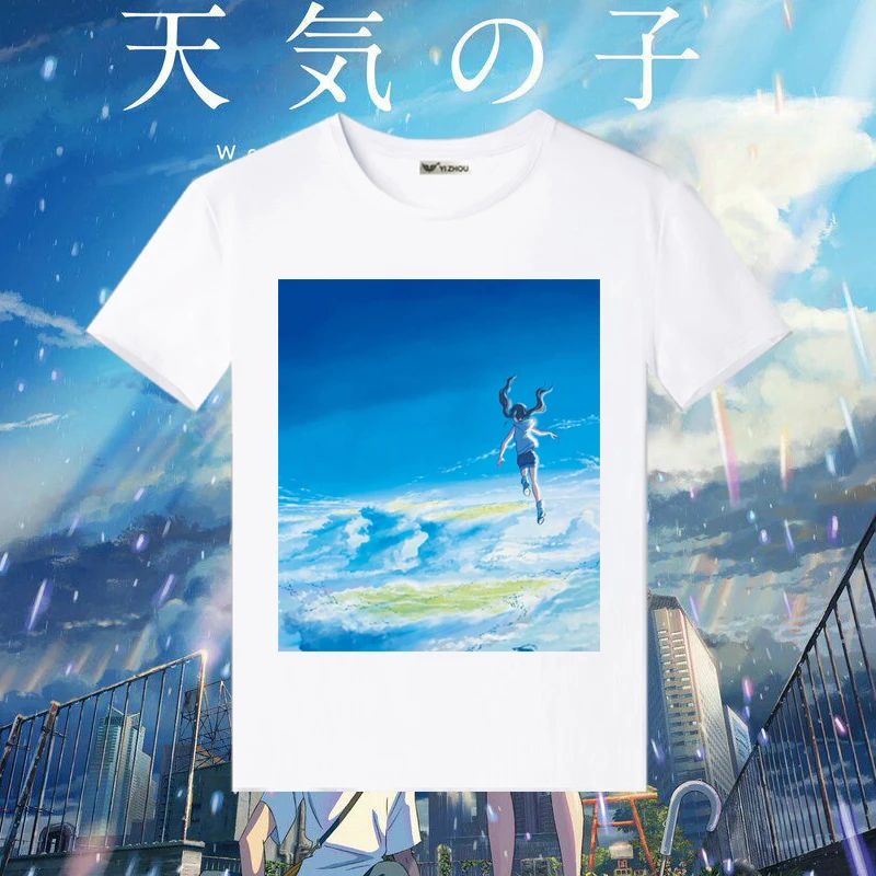 Футболка для косплея Tenkinoko Weathering With You летняя футболка в стиле аниме топ с