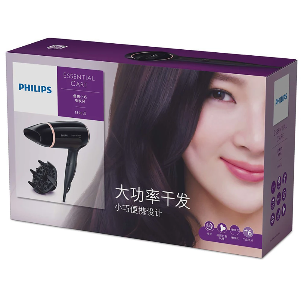 

PHILIPS Hair Dryer BHD009/05 Household Hair Dryer with High Power Hot and Cold Air 1800W Constant Temperature Hair Care 3 Gears