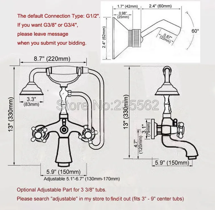 Bathroom Chrome Wall Mounted Bathtub Faucet Dual Ceramic Handle Shower Mixer Tap with Handheld Spray lna764 | Обустройство дома