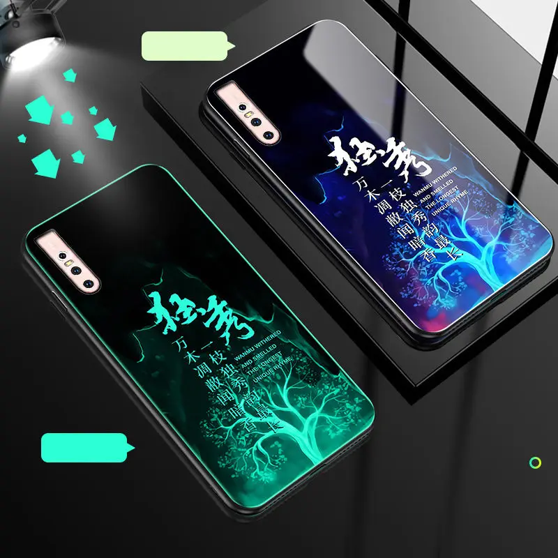 Светящийся чехол для телефона vivo V15 Pro Чехол светящийся закаленное стекло задняя крышка для vivo V15 Pro S1 Pro чехол силиконовый чехол
