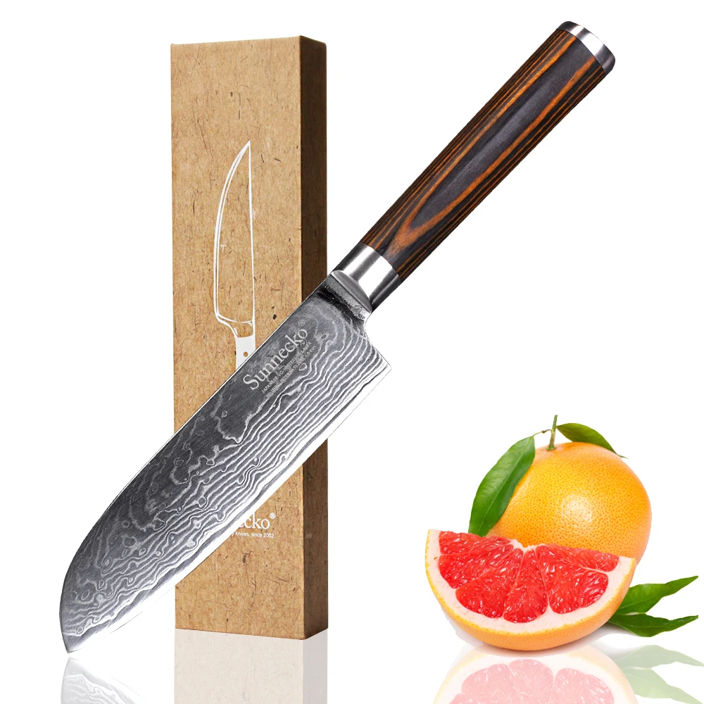 SUNNECKO 5 дюймов дамасский нож Santoku японский VG10 стальной острый для резки мяса и
