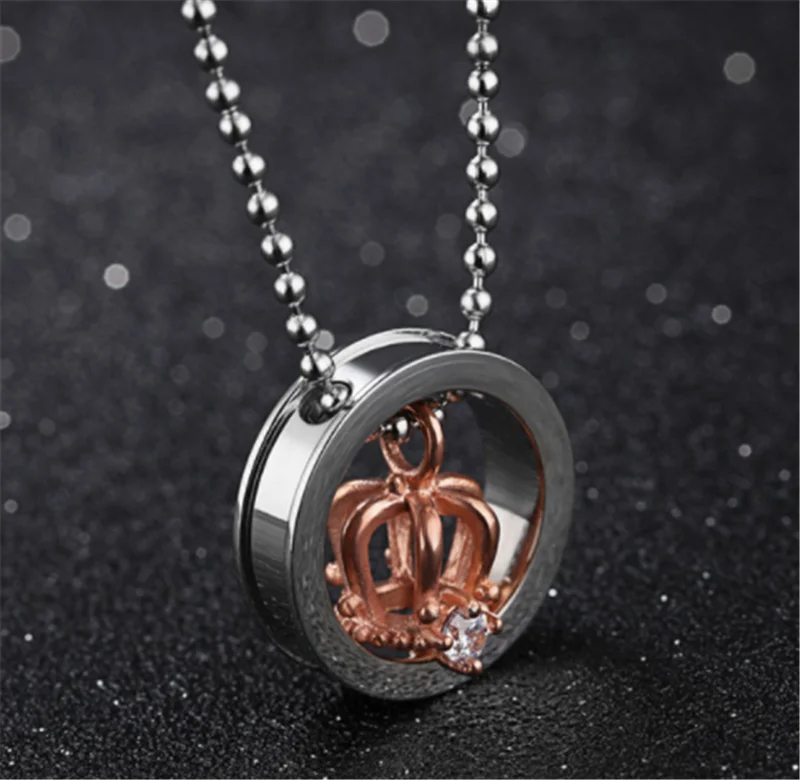 Keep Me in Your Heart Король Королева Корона ожерелье из нержавеющей стали валентинка его и ее пары подарок ожерелье влюбленных s Набор - Окраска металла: Rose Gold