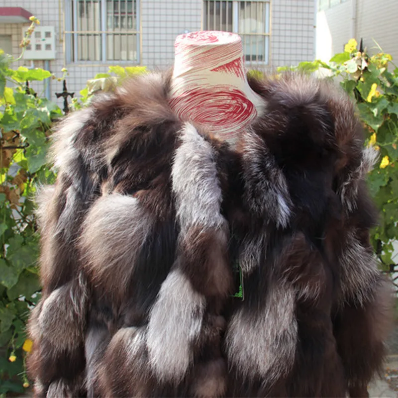 Best quality new fashion in winter Fox fur coats woman real fur coat women's vest natural silver Fox fur coat A#11