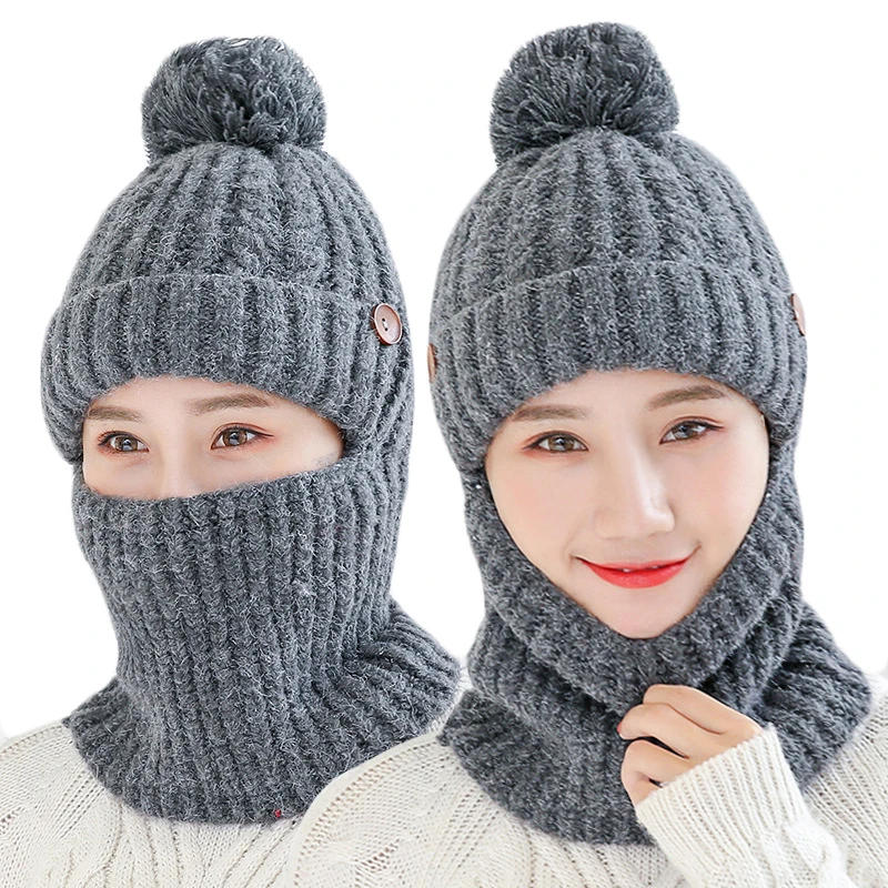 2019 зимняя вязаная шапка бини для девочек шарф Skullies Beanies зимние толстые шляпы