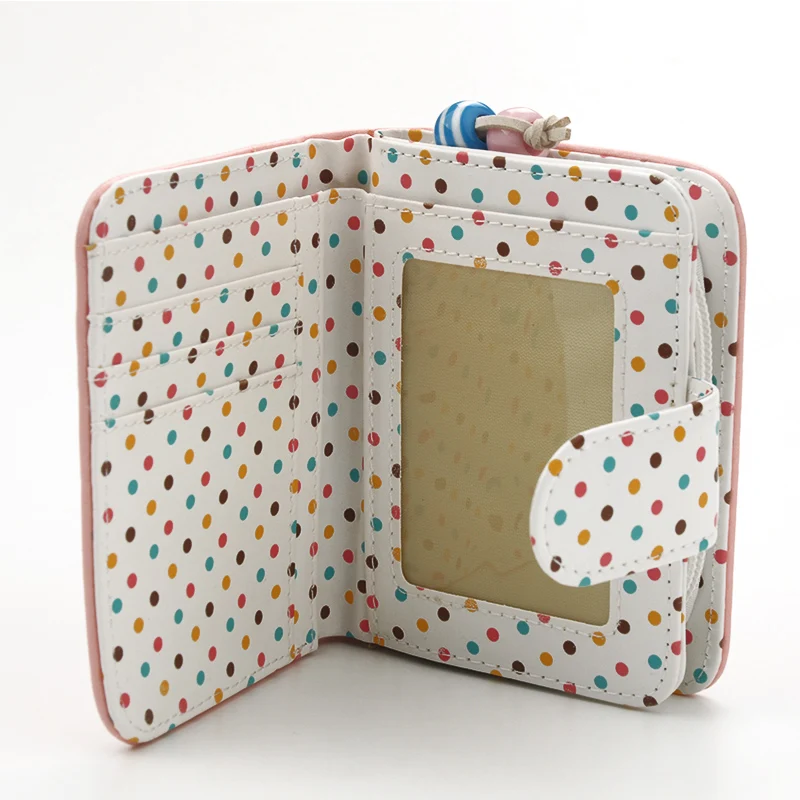 Модный женский короткий кошелек в горошек ярких цветов из искусственной кожи на
