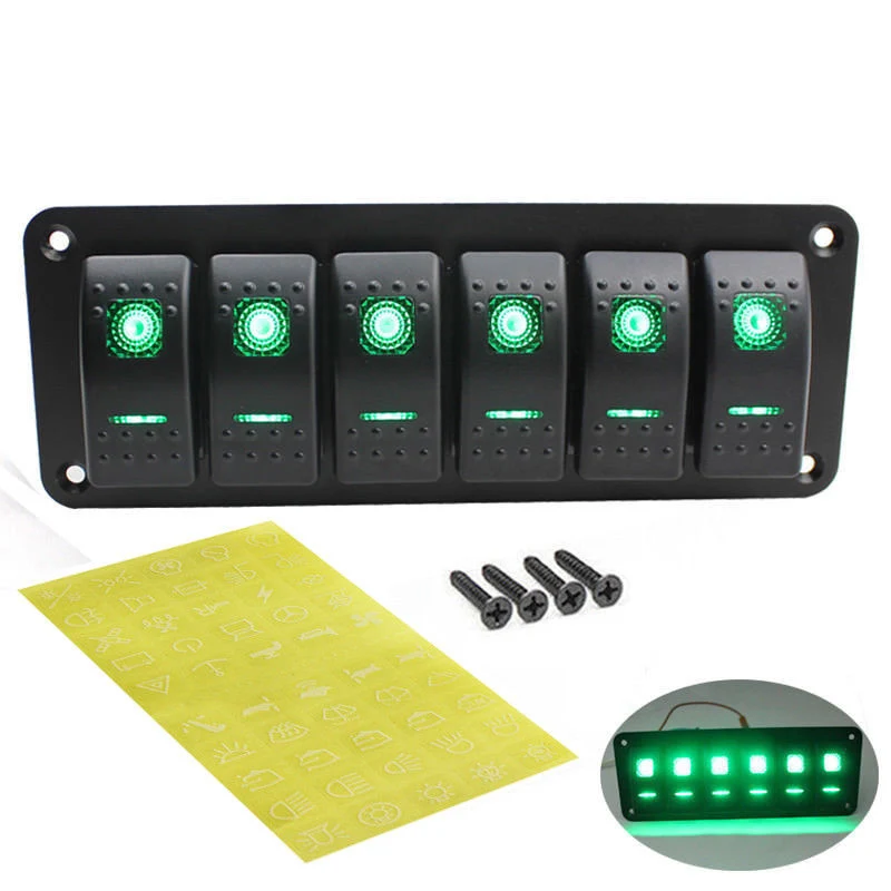 6 Gang автомобиль лодка морской цепи зеленый светодиодный кулисный переключатель