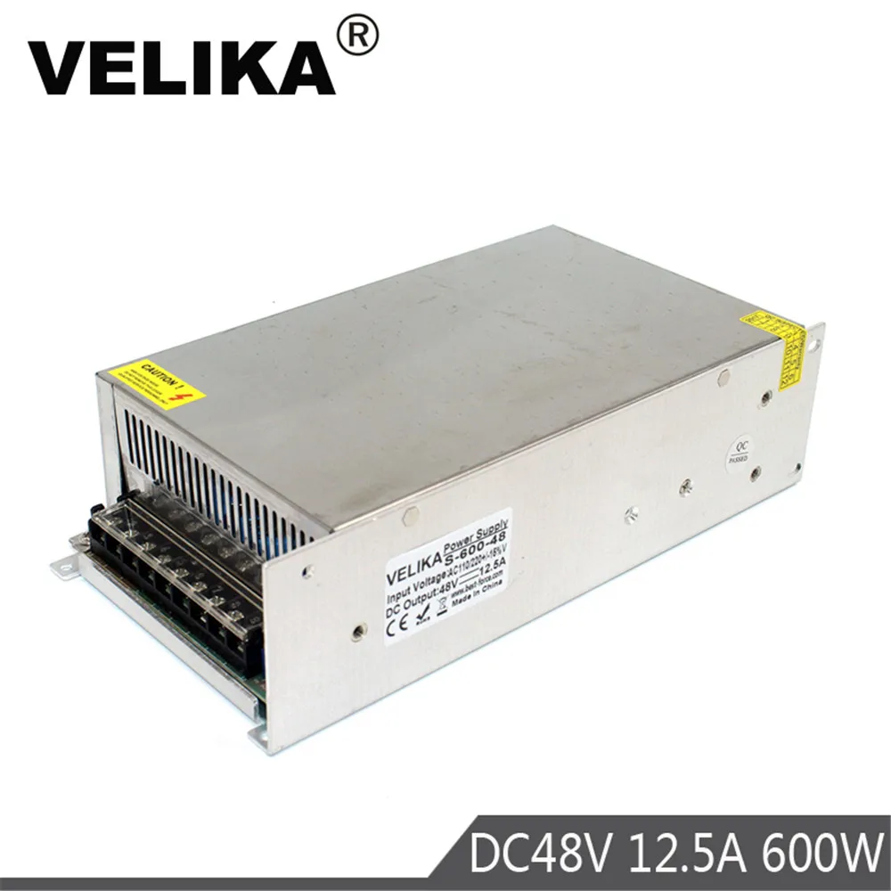 Одиночный выход 48V источник питания DC 12.5A 600W Трансформатор AC110V 220V до источники для
