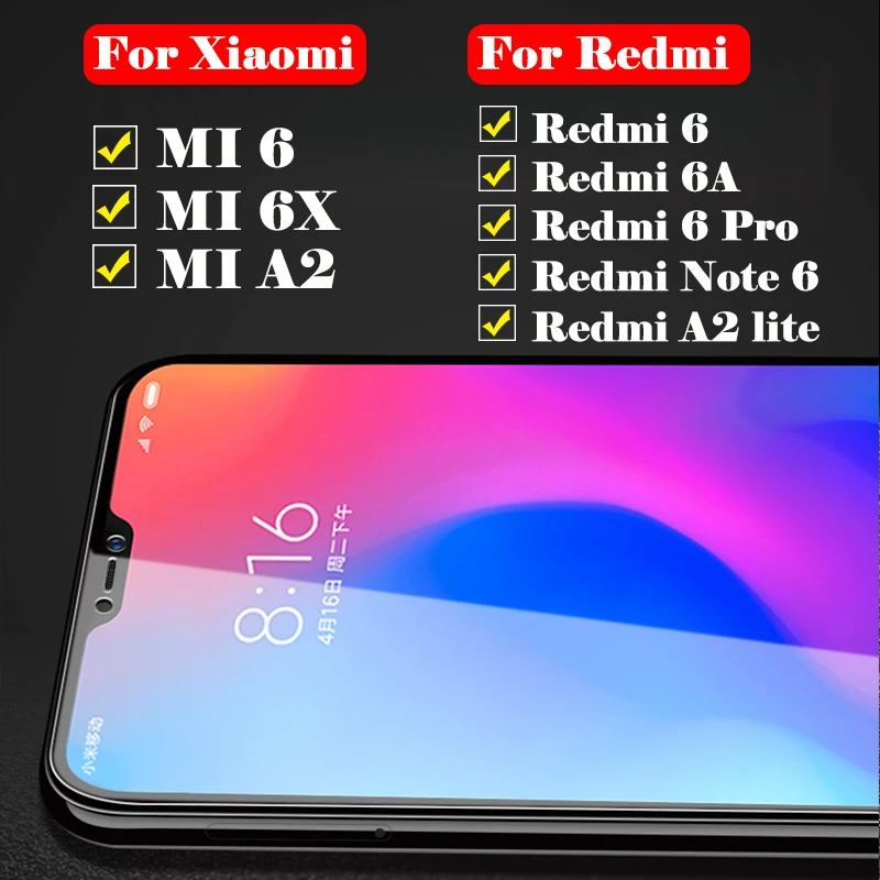 9H защитное закаленное стекло для Xiaomi mi 8 9 se lite F1 защита экрана redmi GO 5 6 7 NOTE защитная