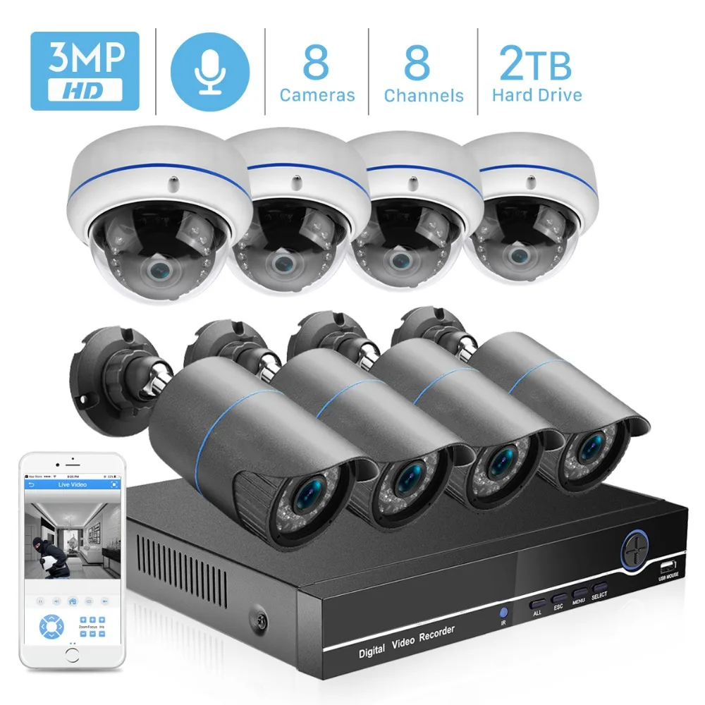 

BESDER H.265 8CH 4MP POE NVR Kit Audio Record CCTV Security System 48V PoE IP Camera P2P Indoor Outdoor Video Surveillance Kit