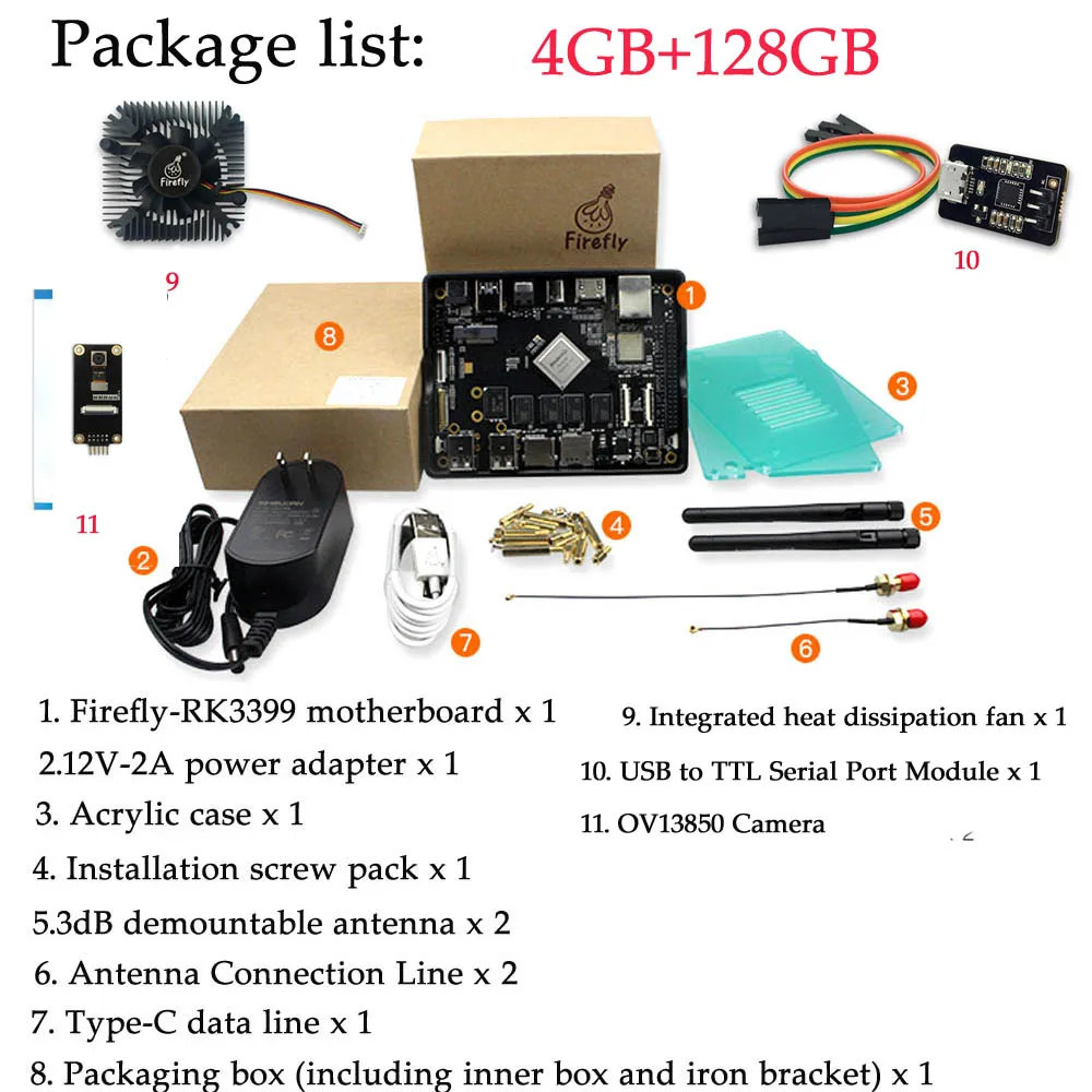 Kit F С принтом «Светлячок» RK3399: 6-ядерный 64-разрядный высокопроизводительный 2G/оперативная память 4 Гб DDR+ 16 Гб памяти на носителе eMMC двойной камеры демонстрационная плата для AR Очки виртуальной реальности VR Android 7,1 ubuntu(убунту-операционная система 16,04 - Цвет: Kit F