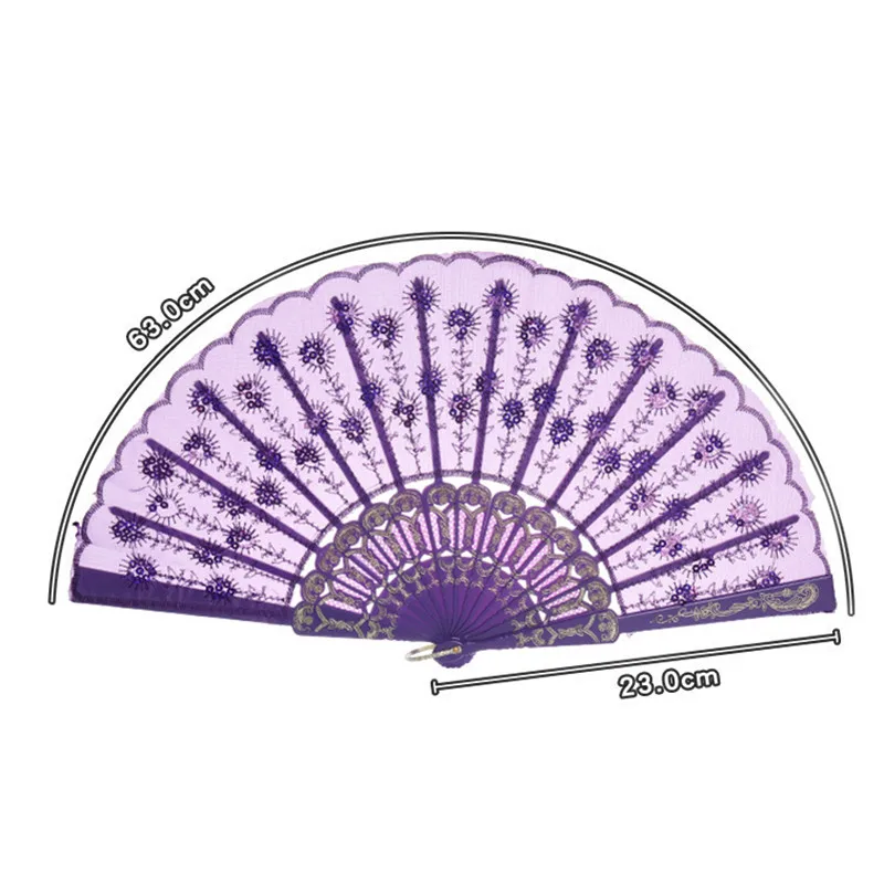 10 цветов винтажный вышитый ручной складной вентилятор с блестками танцевальные