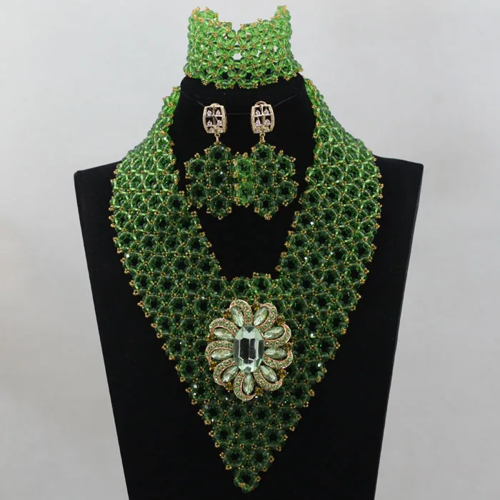 Романтический Зеленый Африки Ювелирные Наборы Свадьба Кристаллические Шарики