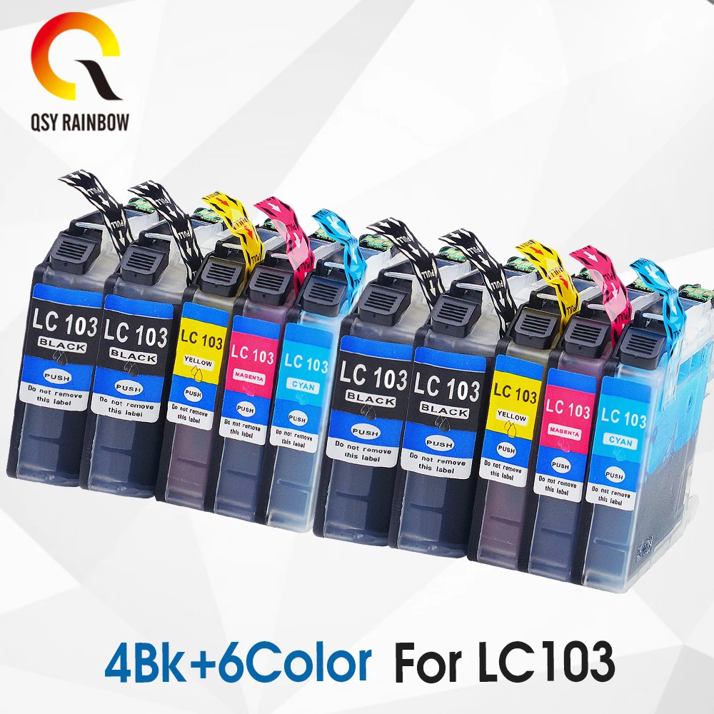 CMYK поставляет 10 шт./лот LC103 Cyan пурпурный и Желтый чернильный картридж для Brother