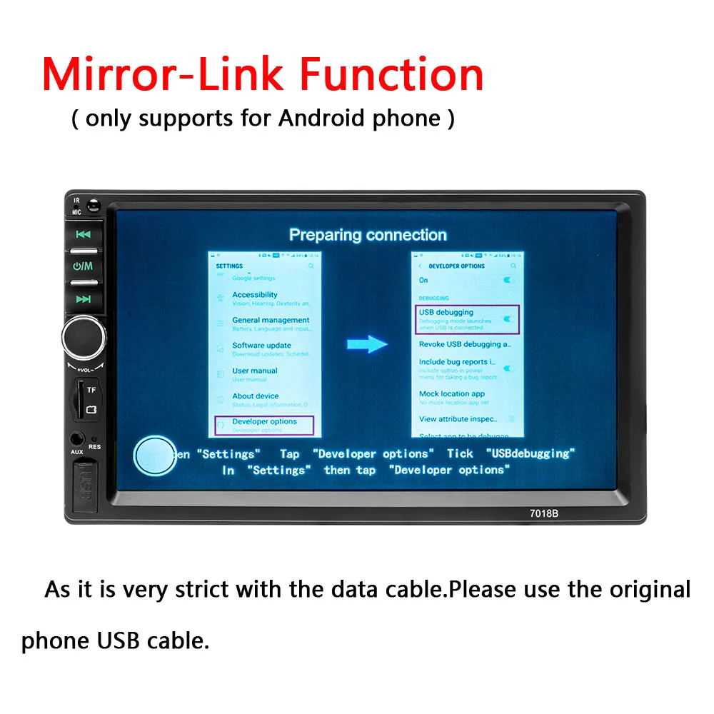 AMPrime 2din автомобильный Радио Универсальный 7 &quotмультимедиа плеер 2 DIN Mirrorlink Bluetooth FM
