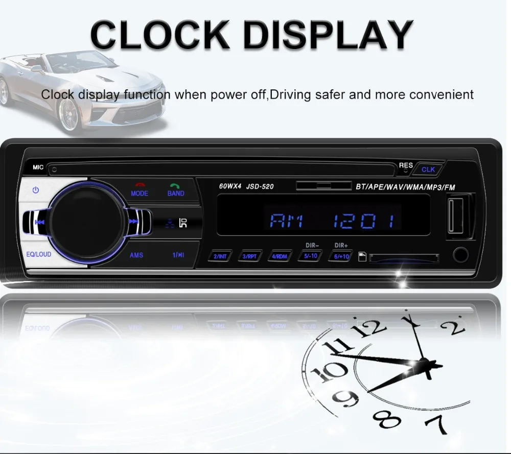 Автомагнитола 1 din jsd520 12 в bluetooth автомобильный стерео In-dash FM usb aux Вход mp3 WMA авто радио плеер oto teypleri Авторадио