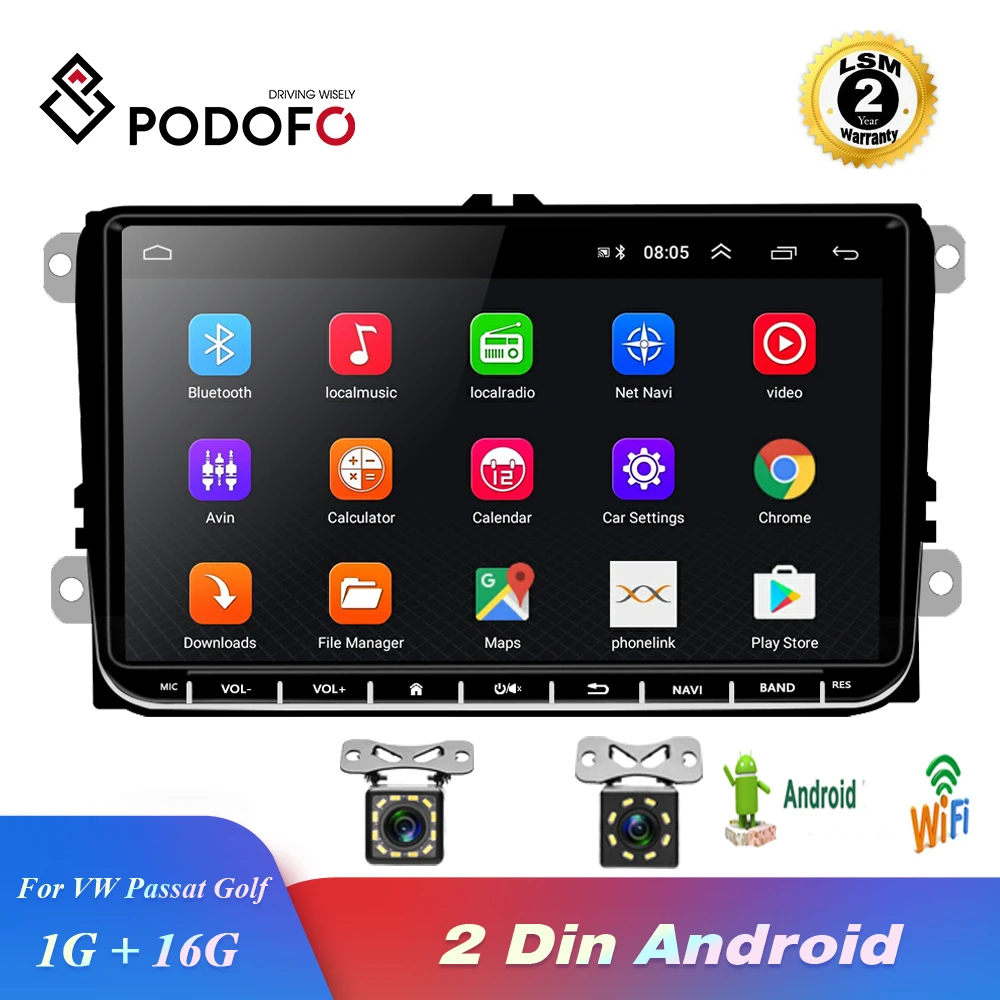 Podofo Авторадио 2 Din " Android автомобильный gps-навигатор для VW Passat Golf MK5 MK6 Jetta POLO Touran Seat CANBUS wifi MirrorLink