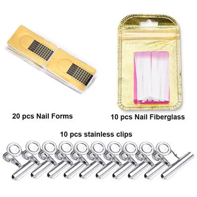 Nail Forms Set 100 шт./компл. волокно Стекло лак для ногтей на Стекло fibernails волокна для ногтей шелковые Удлинитель Набор инструментов для ногтей Стекло волокна Стекло - Цвет: Nail Forms Set