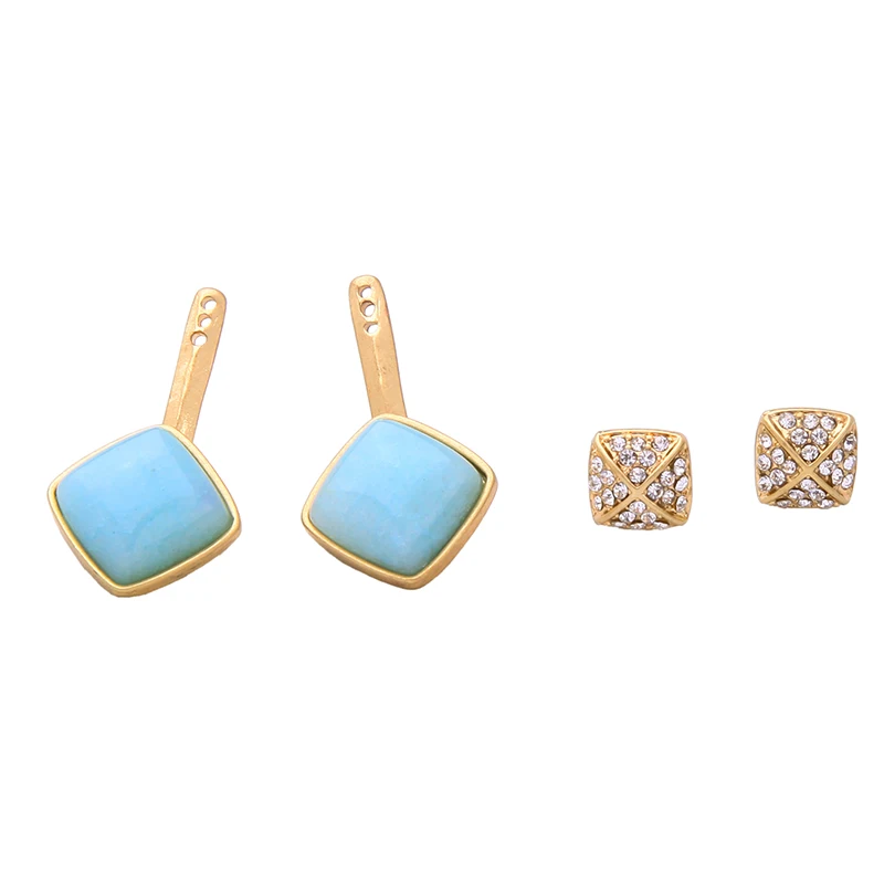 Модные ювелирные изделия золотого цвета светло-голубые серьги-подвески для