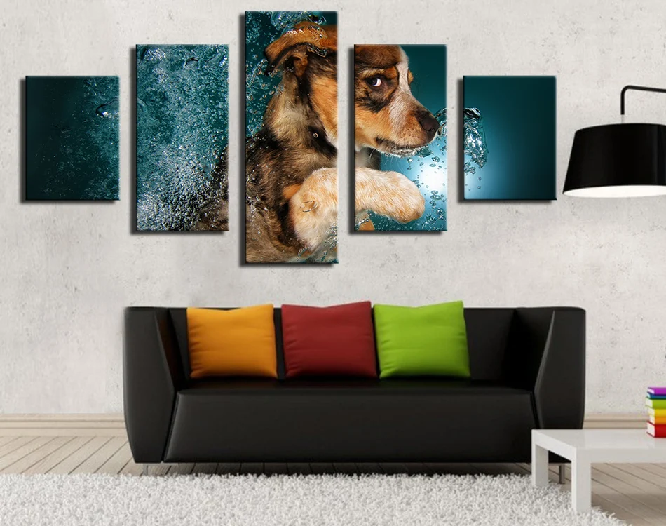 Картина без рамы 5 шт. с изображением милых животных на холсте для гостиной